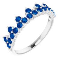 14K White Chatham® Lab-Created Blue Sapphire Crown Ring   